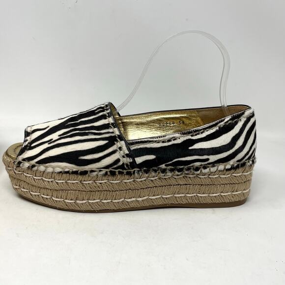 Prada Zebra Print Calf Hair Espadrilles Slip On Platform Open Toe Shoes 39 9 - Picture 4 of 16